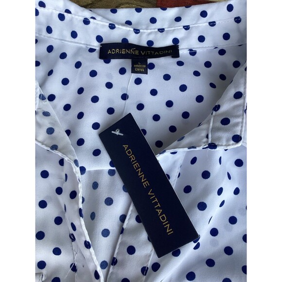 Adrienne Vittadini Polka Dot Women's Button Up Blouse Size Large New with Tags - Picture 2 of 10